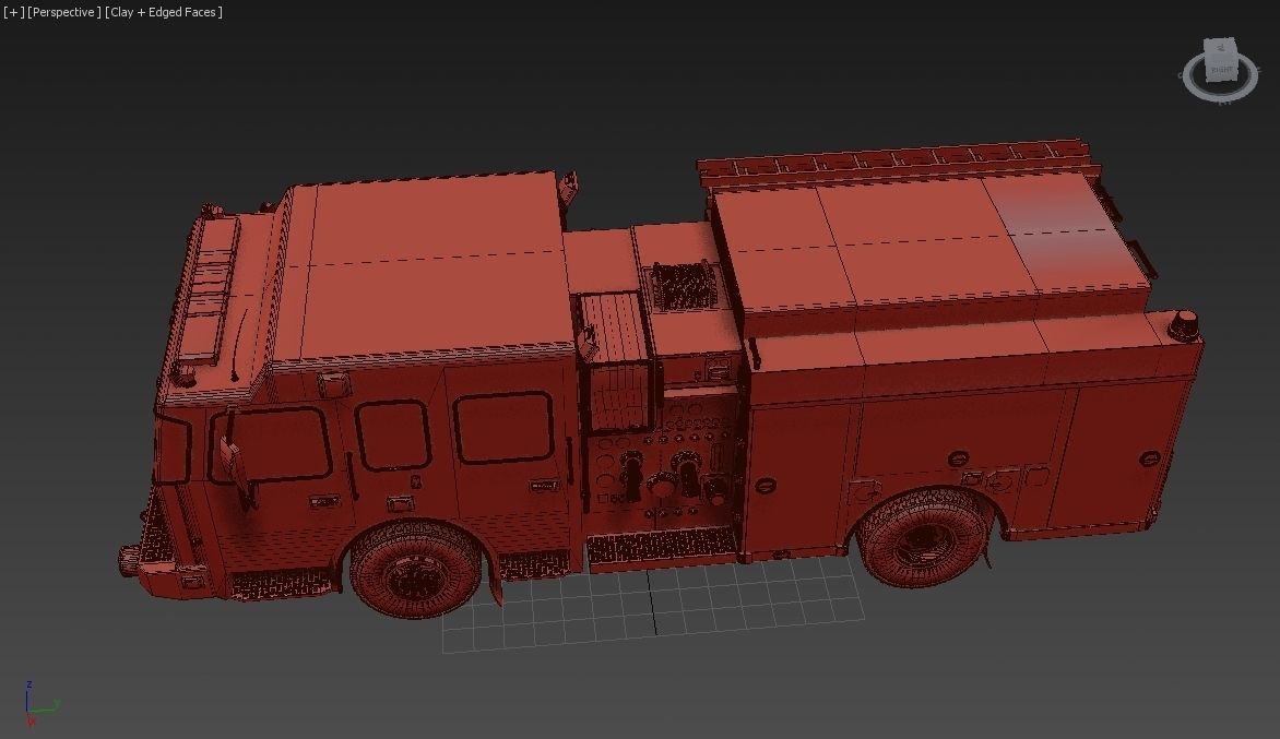 American Fire Engine Rescue Pumper Truck 3D model_37