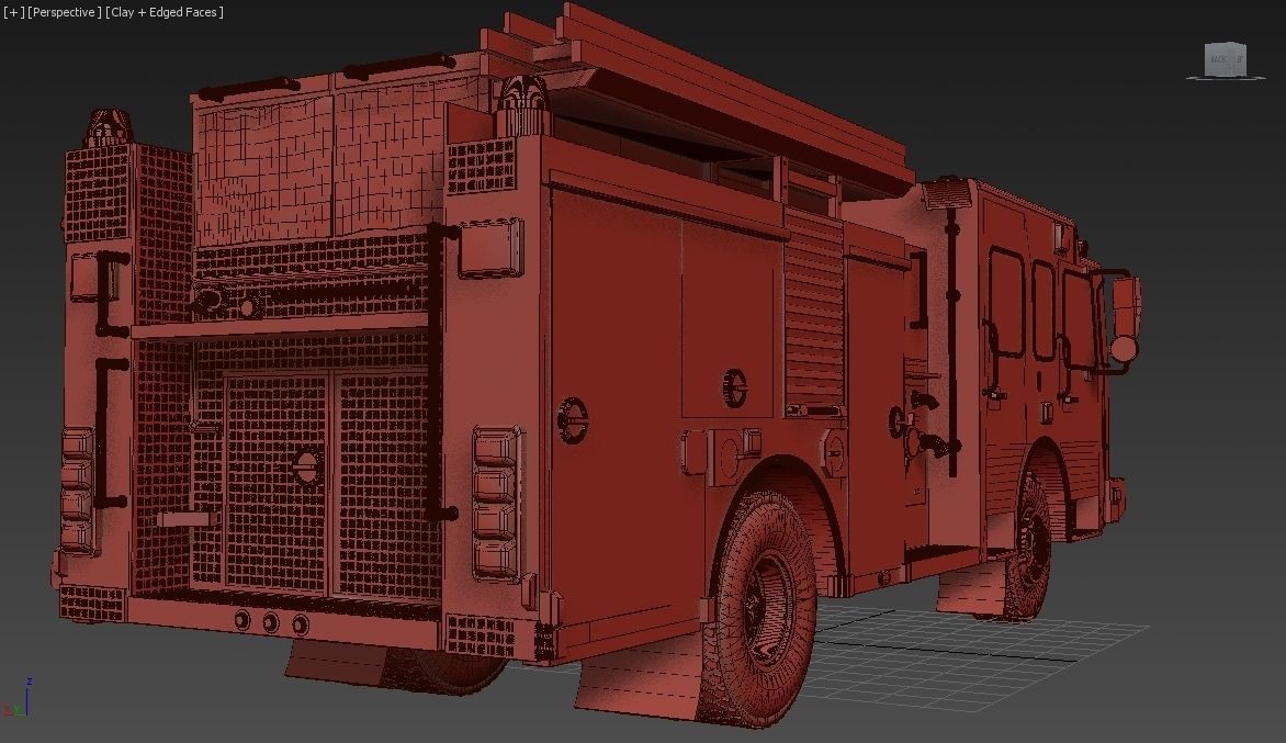 American Fire Engine Rescue Pumper Truck 3D model_40