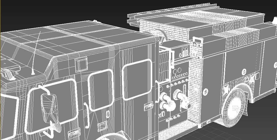 American Fire Engine Rescue Pumper Truck 3D model_12