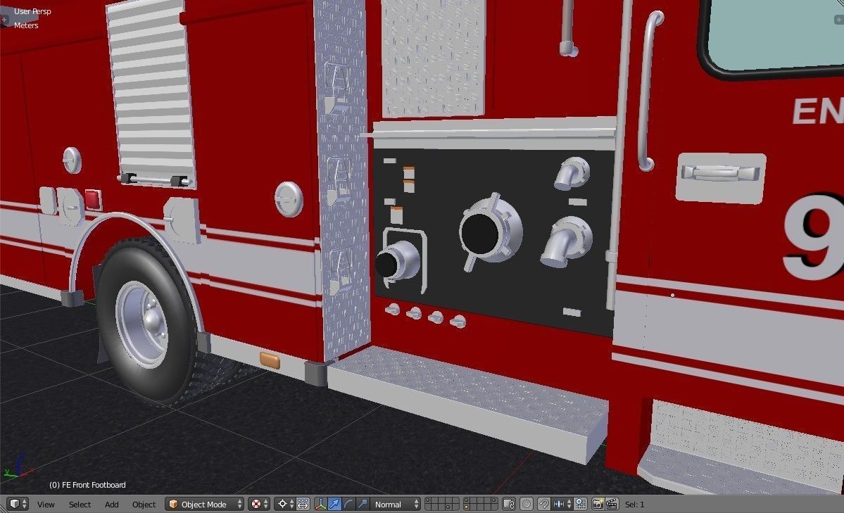 American Fire Engine Rescue Pumper Truck 3D model_18