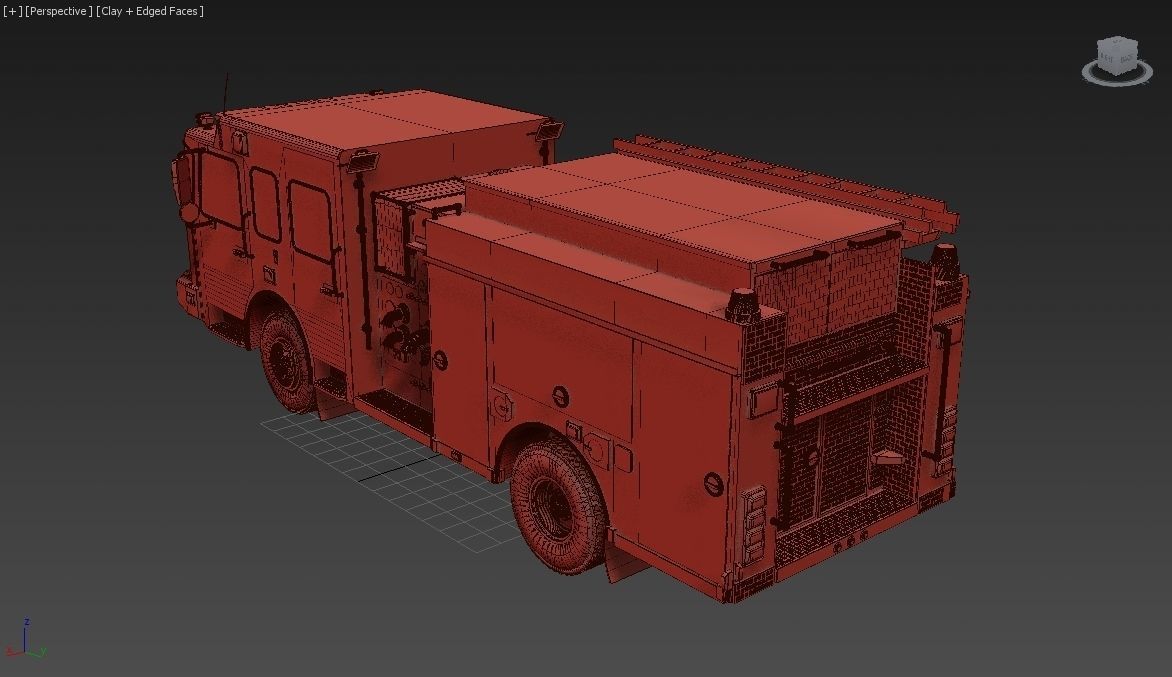 American Fire Engine Rescue Pumper Truck 3D model_38