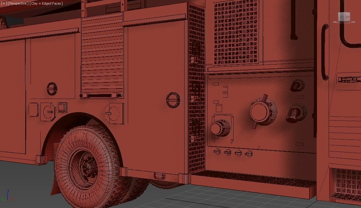 American Fire Engine Rescue Pumper Truck 3D model_41