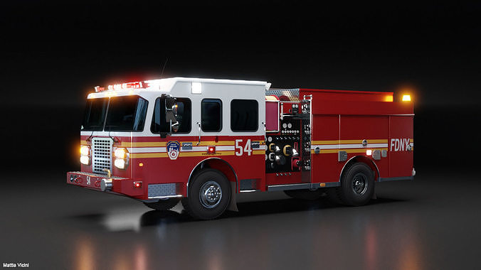 American Fire Engine Rescue Pumper Truck 3D model