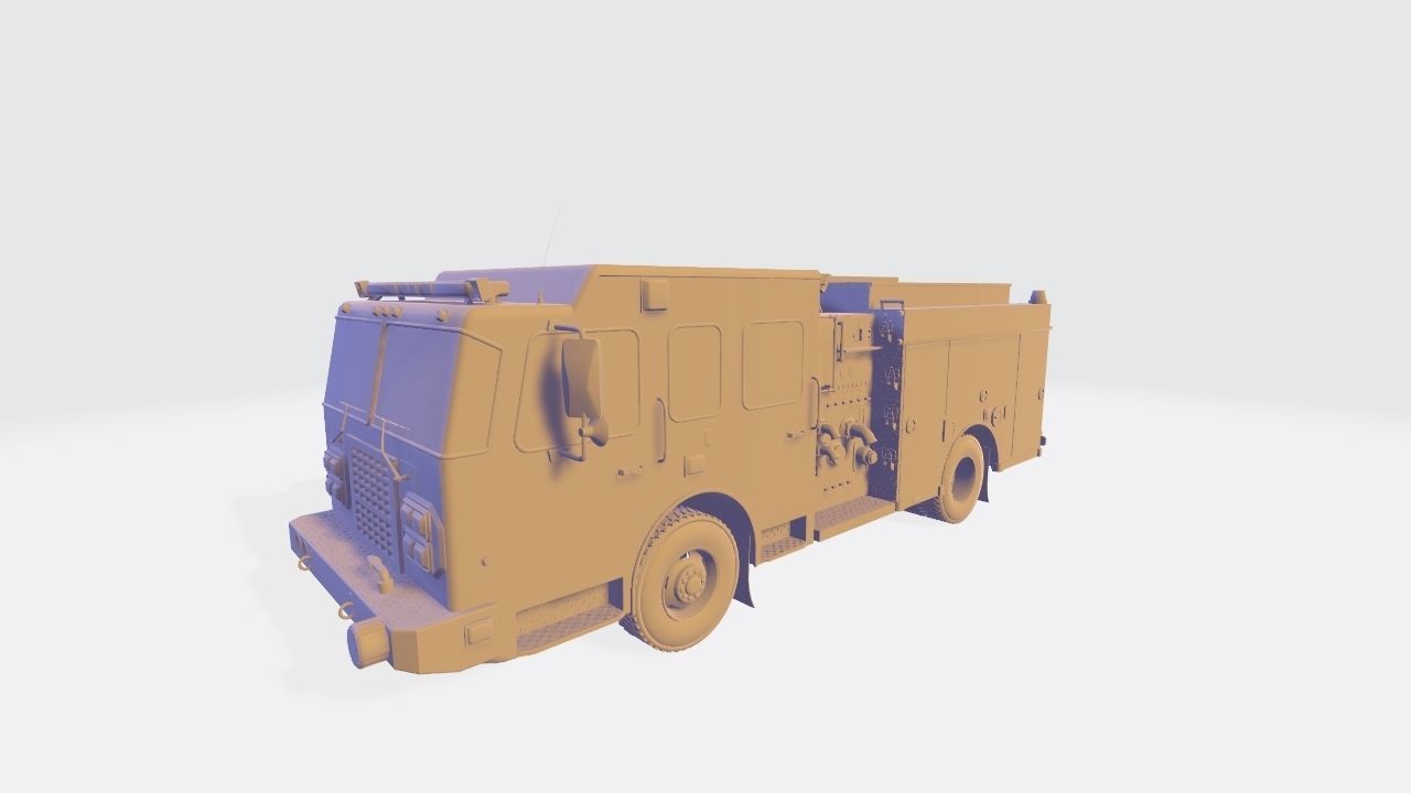 American Fire Engine Rescue Pumper Truck 3D model_54
