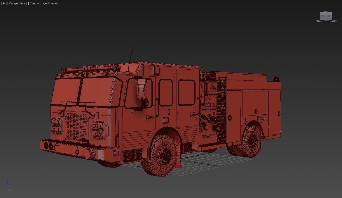 American Fire Engine Rescue Pumper Truck 3D model_36