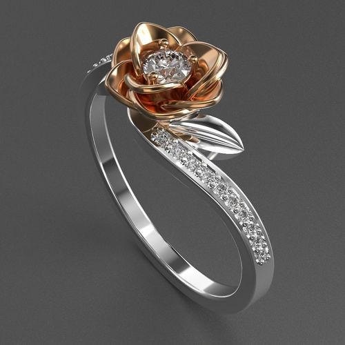 jewelry diamond beautiful ring flower 3d printed model 3D print model