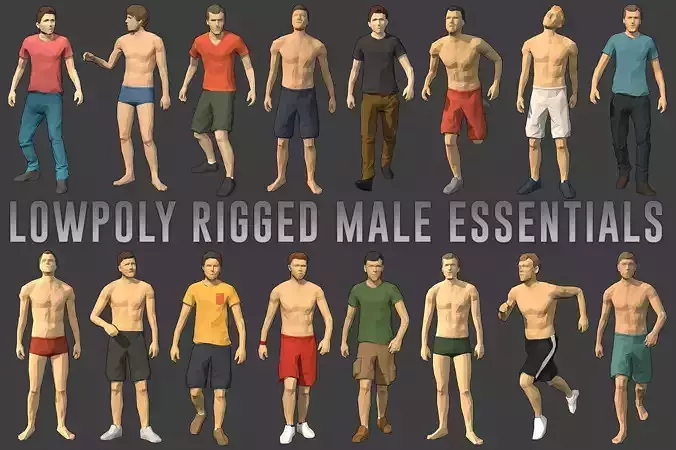 Lowpoly Rigged Male Essentials Low-poly 3D model