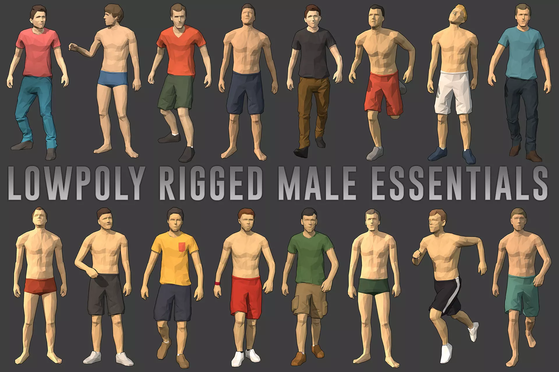 Lowpoly Rigged Male Essentials Low-poly 3D model_0