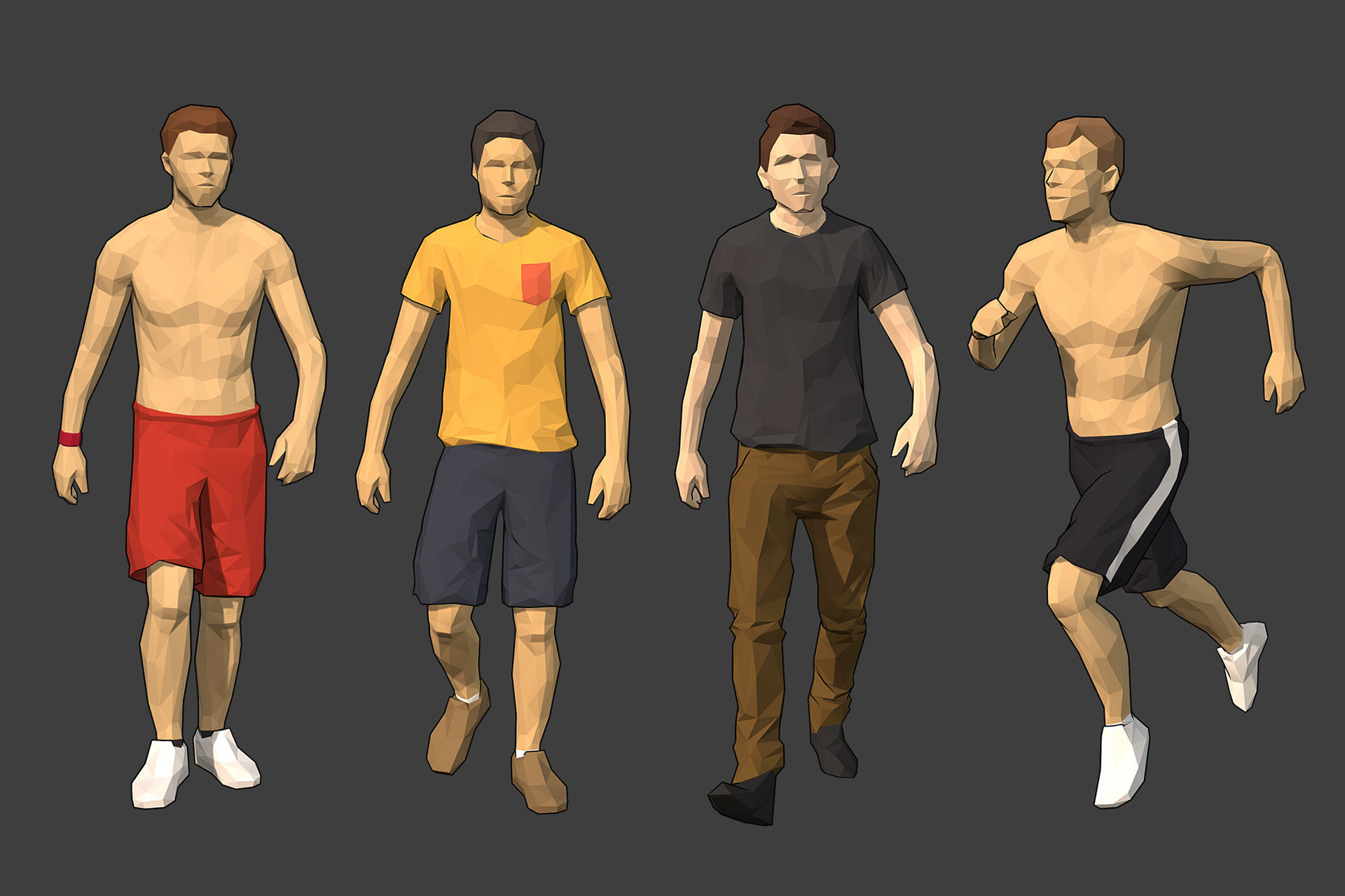 Lowpoly Rigged Male Essentials Low-poly 3D model_9