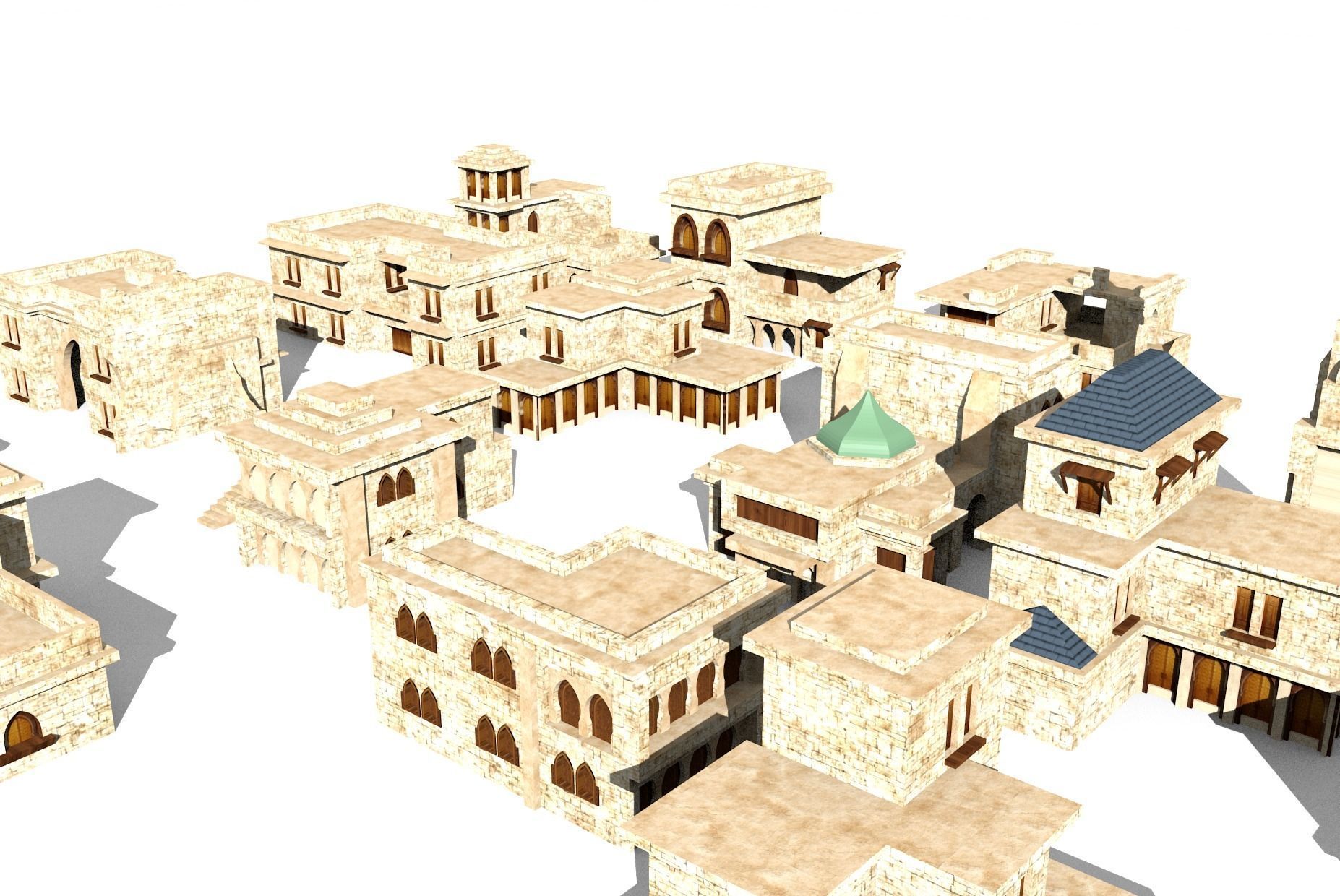 20 arabian building Low-poly 3D model_7