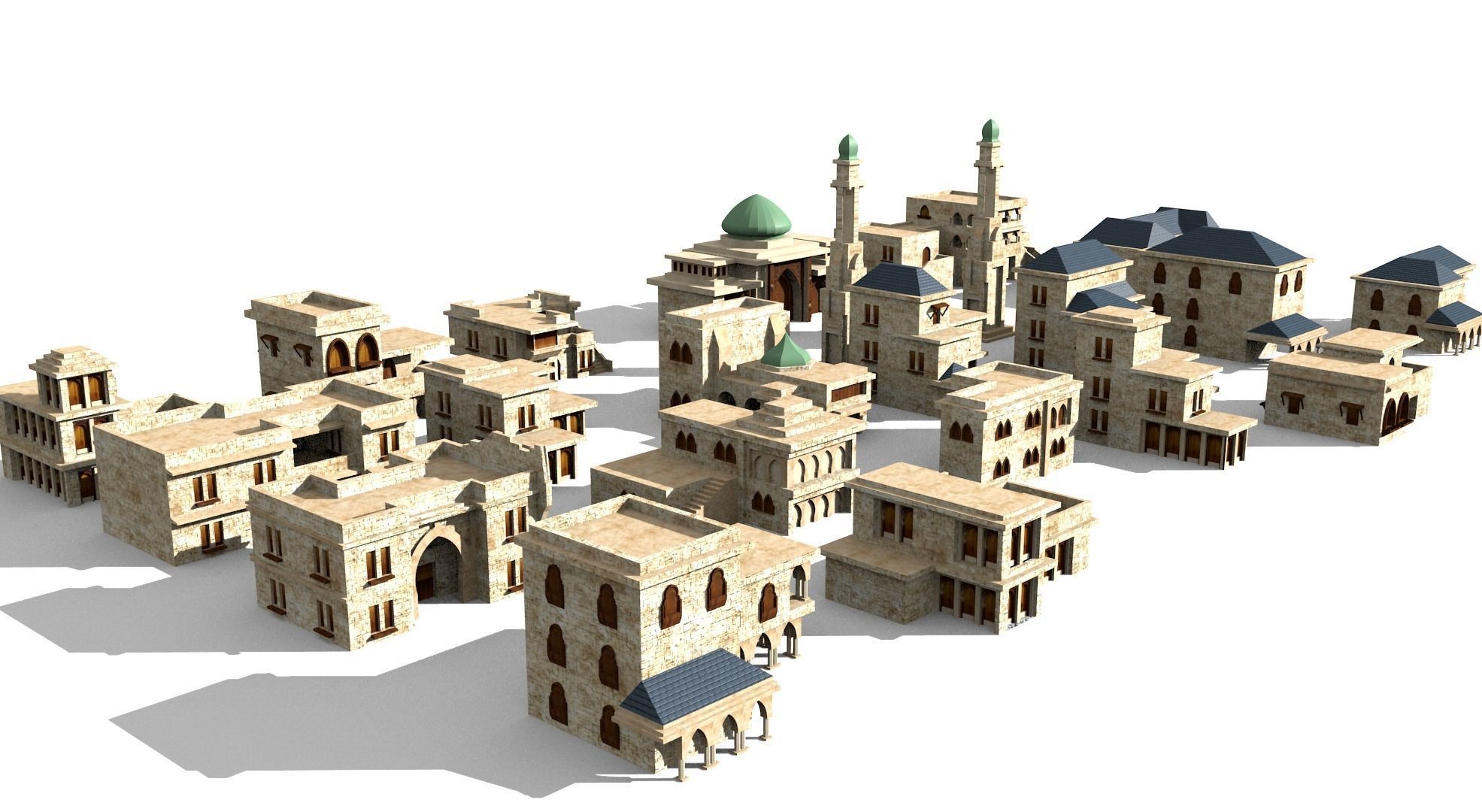20 arabian building Low-poly 3D model_4