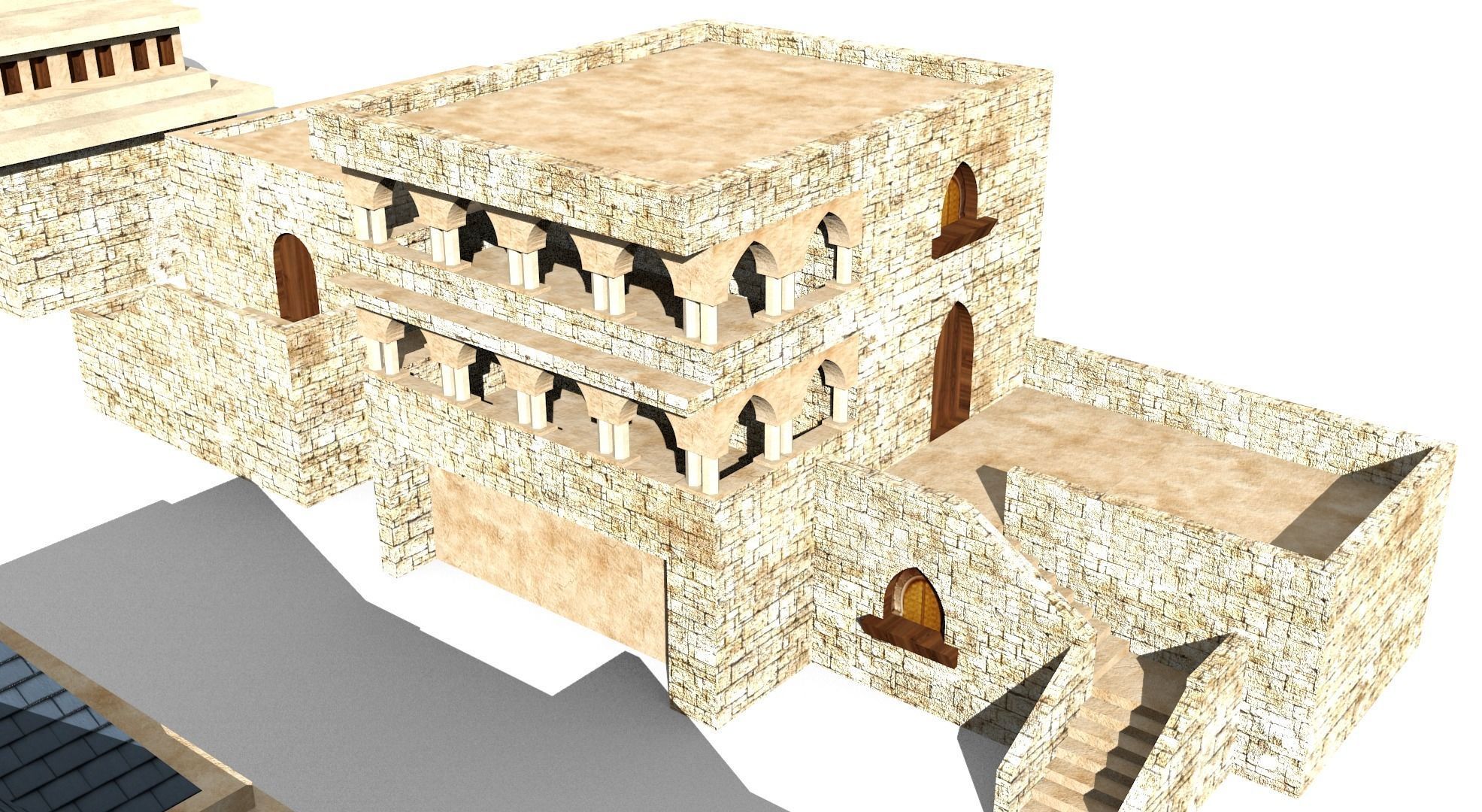 20 arabian building Low-poly 3D model_9