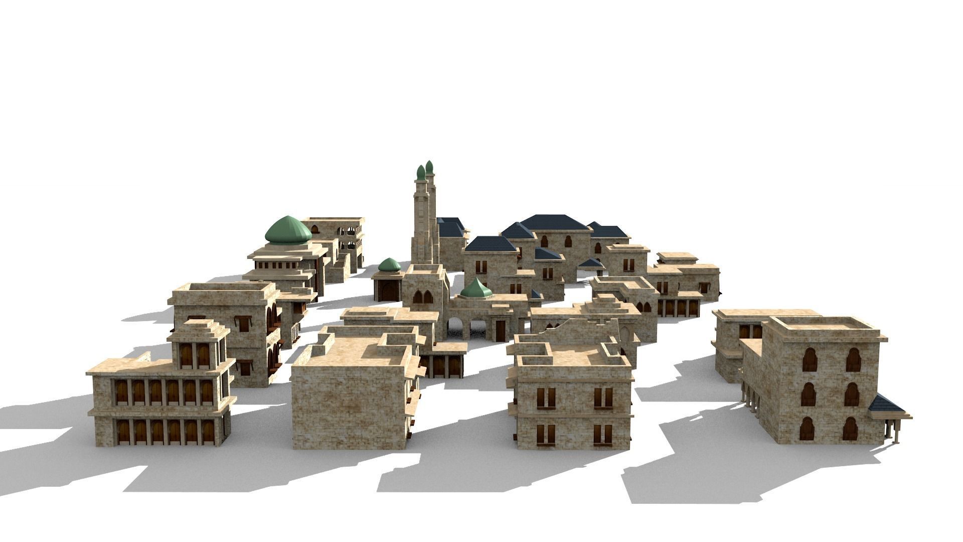 20 arabian building Low-poly 3D model_2