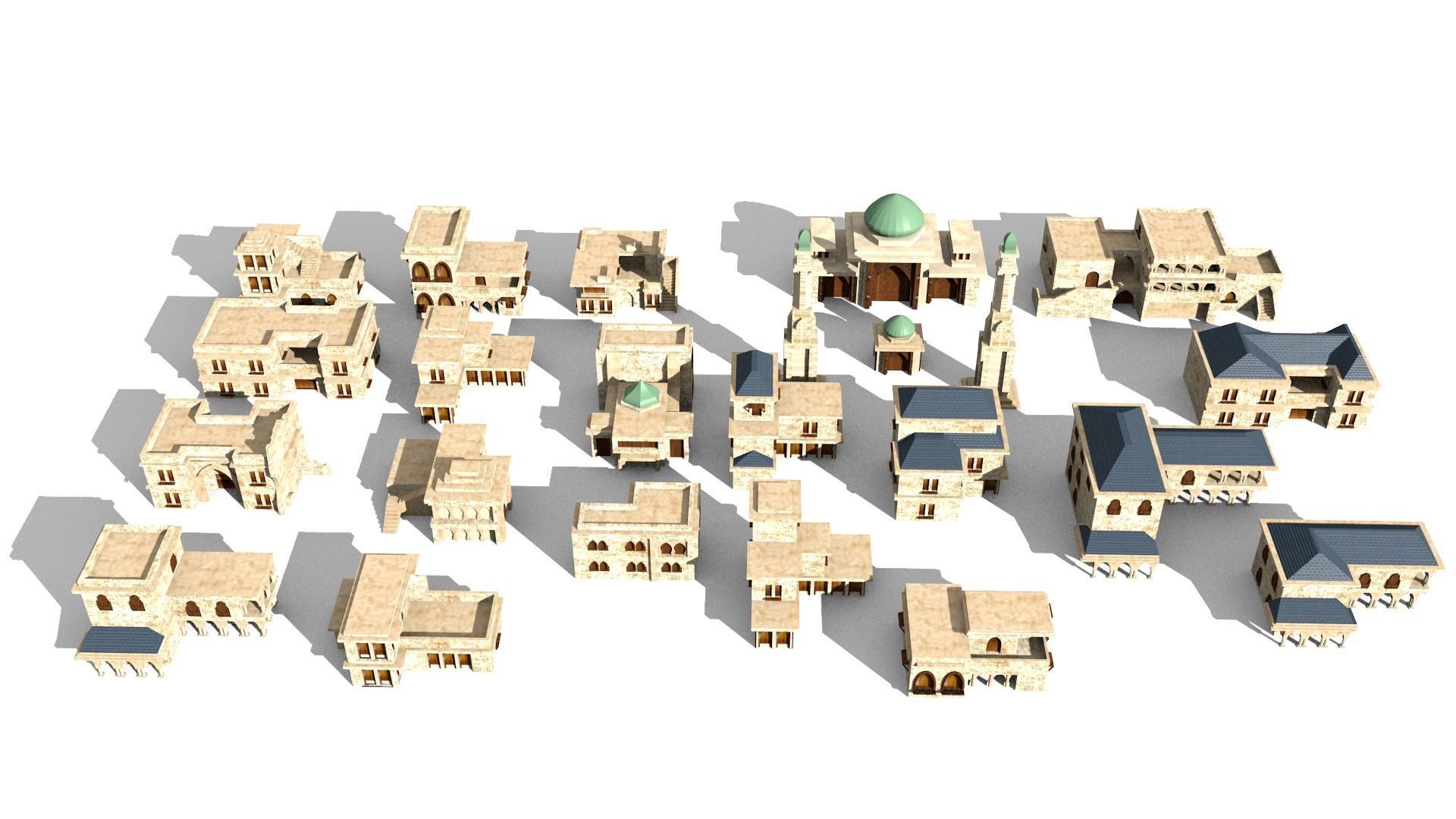 20 arabian building Low-poly 3D model_3