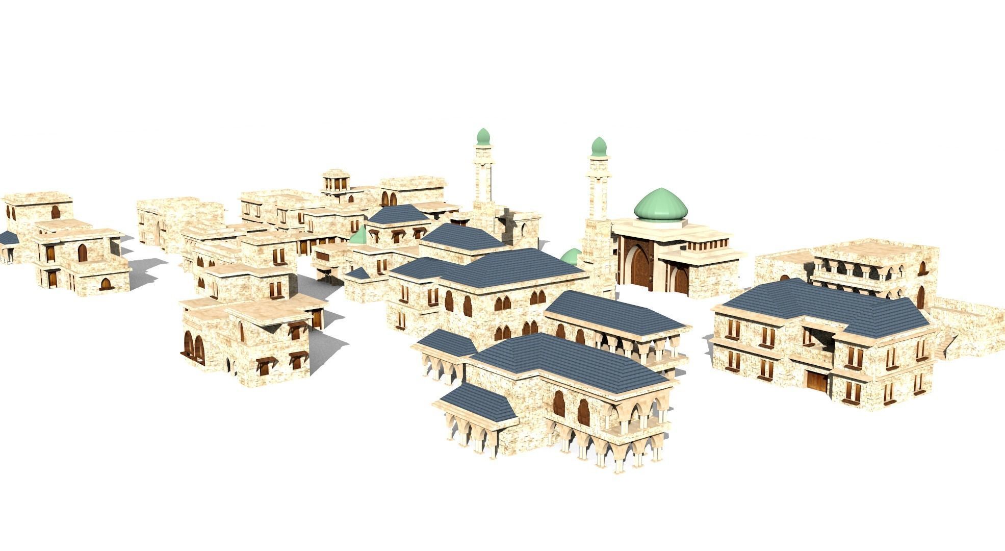 20 arabian building Low-poly 3D model_10