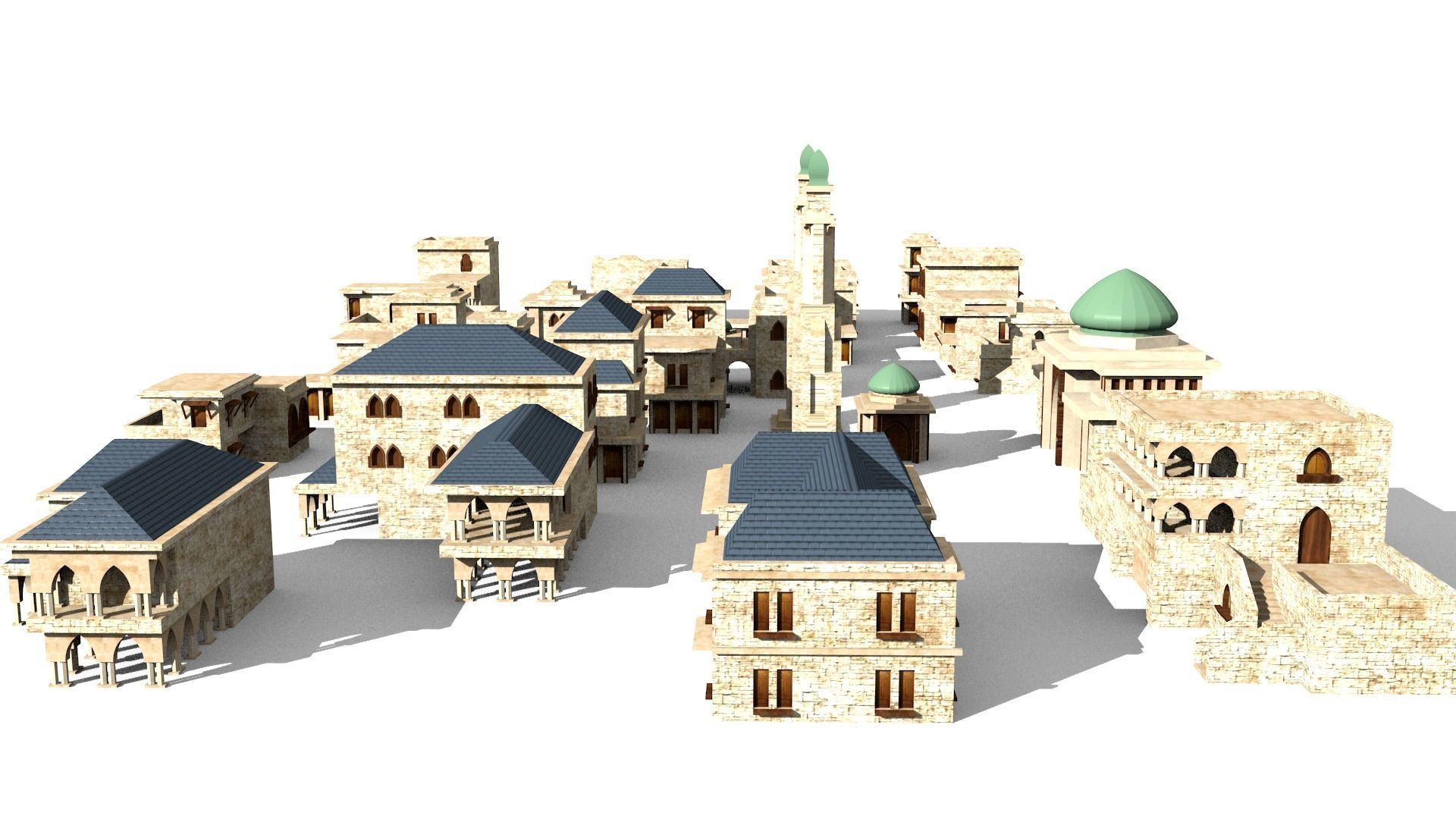 20 arabian building Low-poly 3D model_5