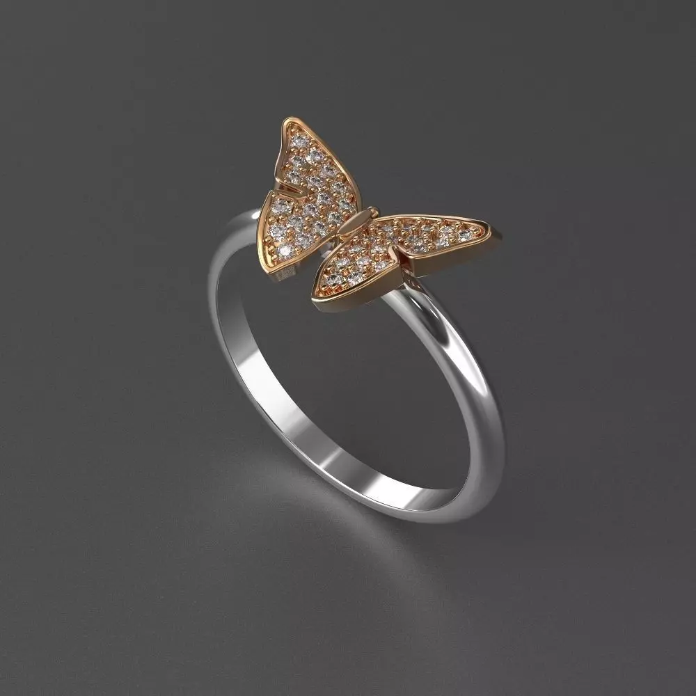 jewelry diamond beautiful ring butterfly 3d printed model 3D print model_0