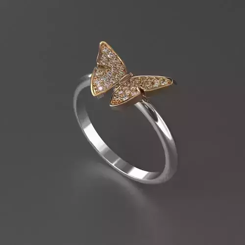 jewelry diamond beautiful ring butterfly 3d printed model
