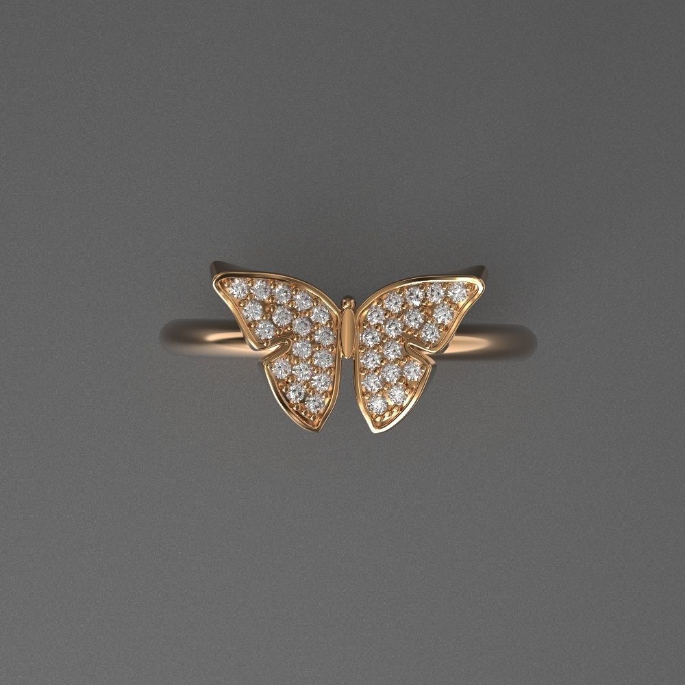 jewelry diamond beautiful ring butterfly 3d printed model 3D print model_5