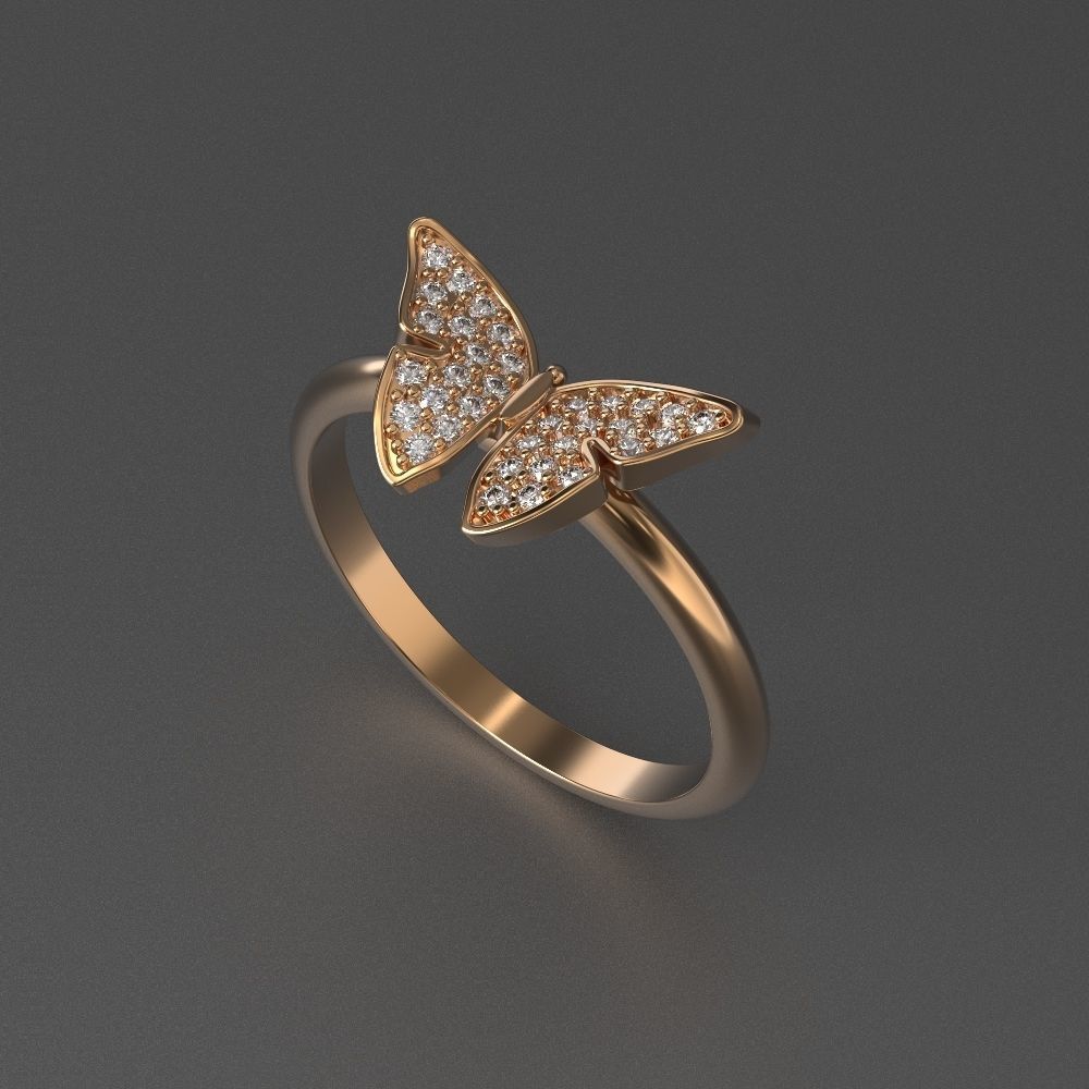 jewelry diamond beautiful ring butterfly 3d printed model 3D print model_4