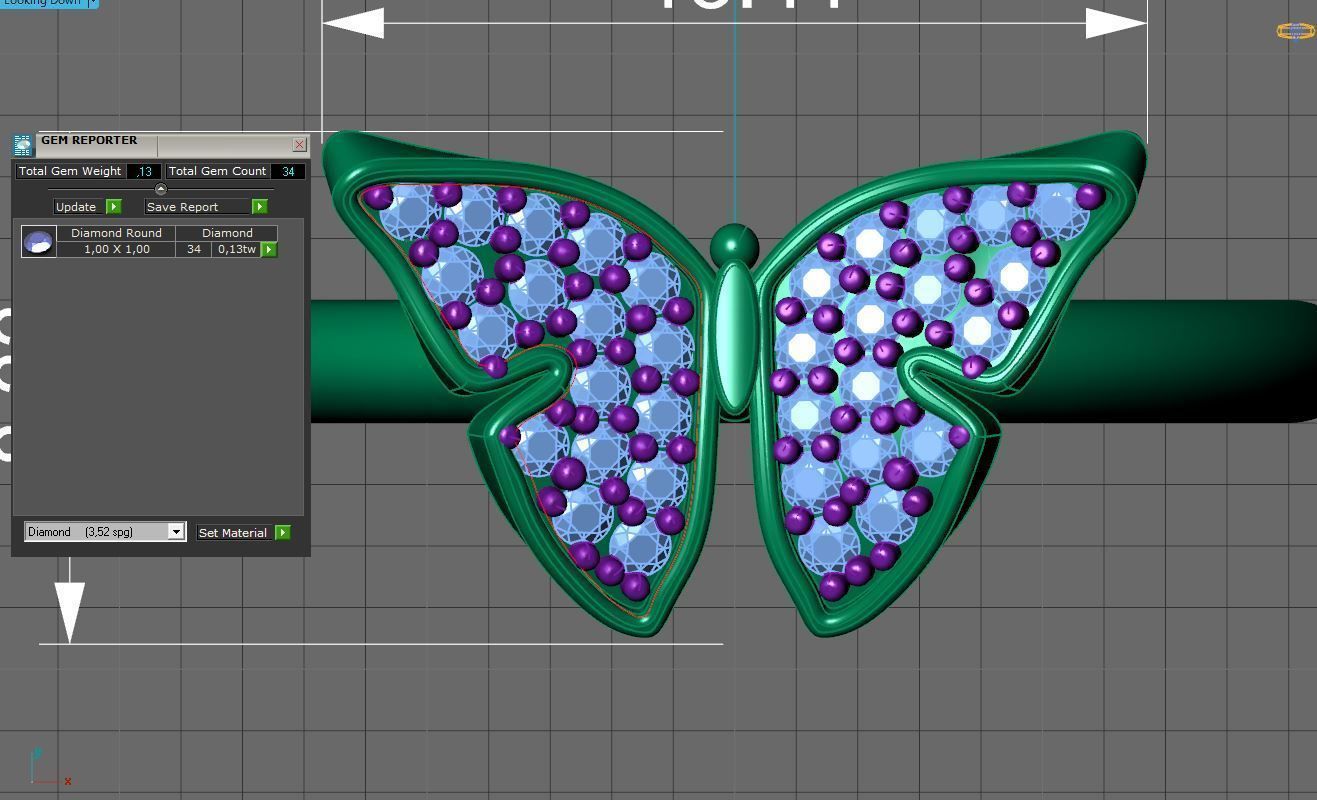 jewelry diamond beautiful ring butterfly 3d printed model 3D print model_12