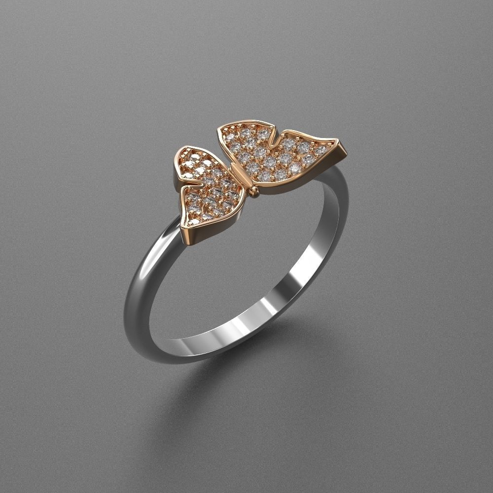 jewelry diamond beautiful ring butterfly 3d printed model 3D print model_7