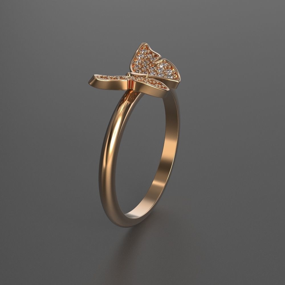 jewelry diamond beautiful ring butterfly 3d printed model 3D print model_3