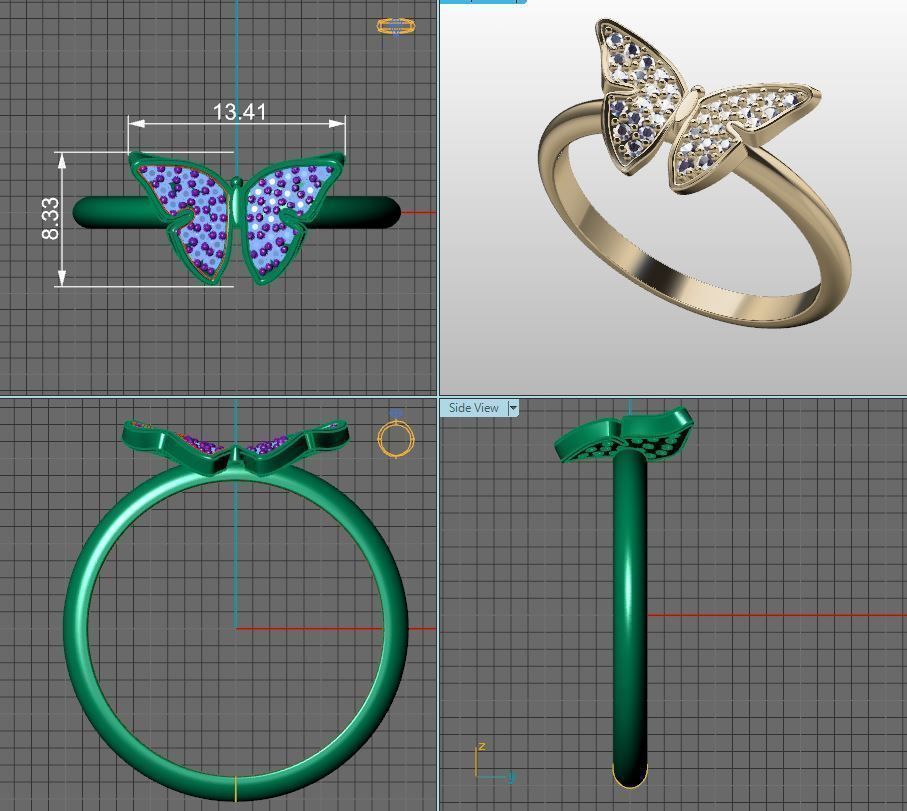 jewelry diamond beautiful ring butterfly 3d printed model 3D print model_10