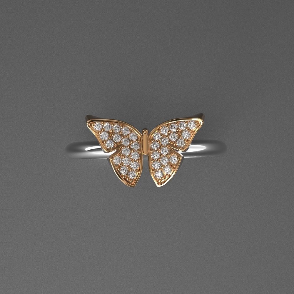 jewelry diamond beautiful ring butterfly 3d printed model 3D print model_9