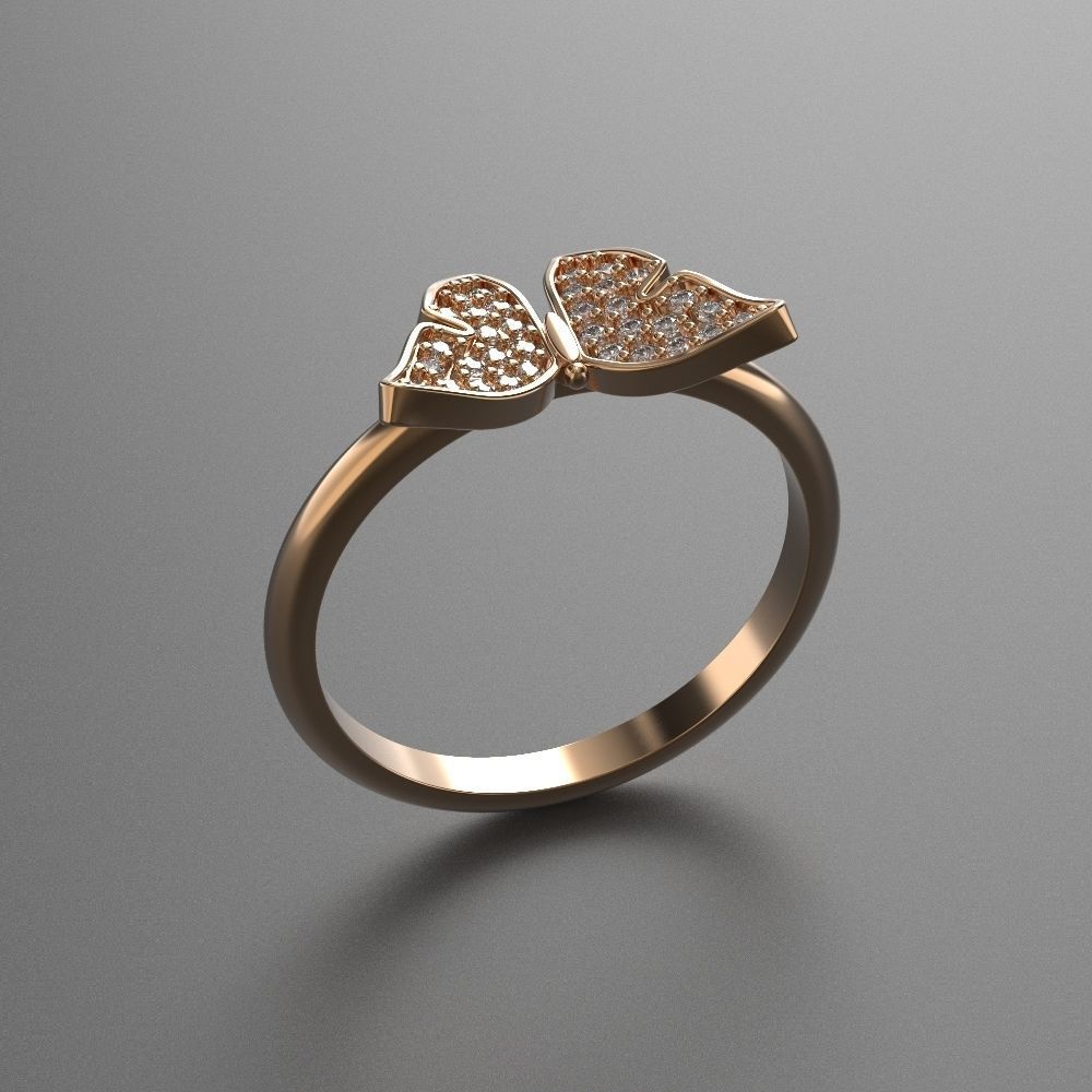 jewelry diamond beautiful ring butterfly 3d printed model 3D print model_6