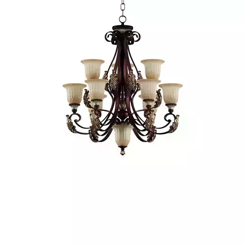  6-Light Verona Bronze Chandelier with Aged Gold Leaf Accents an