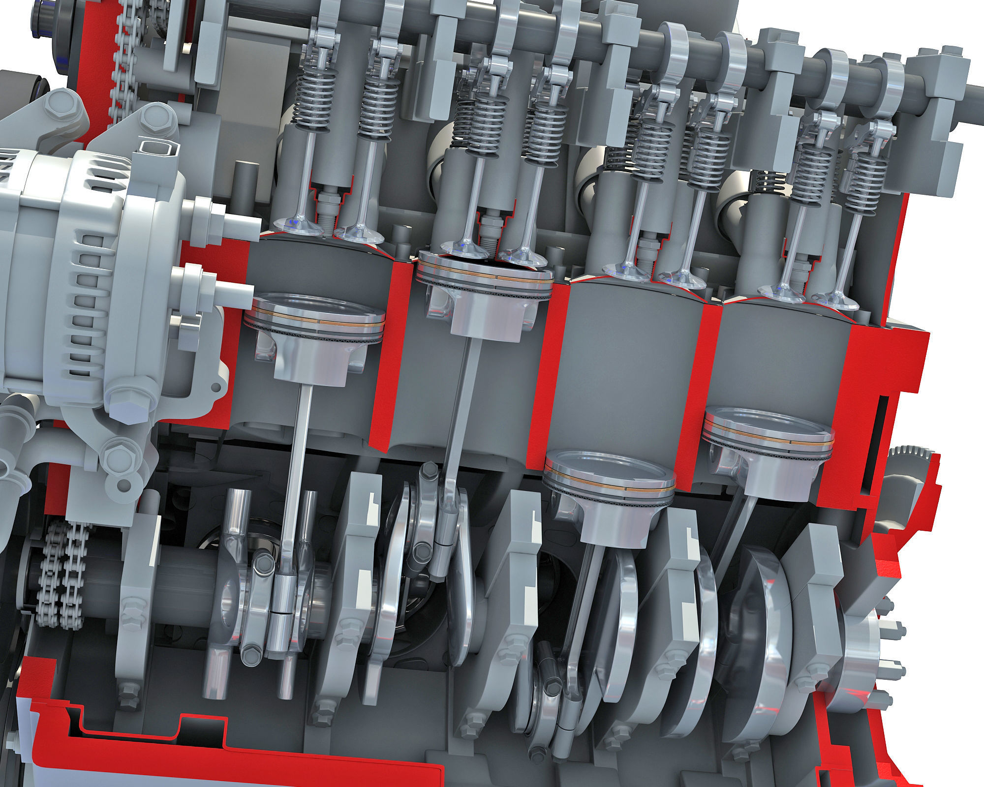 Sectioned Animated V8 Engine 3D model_15