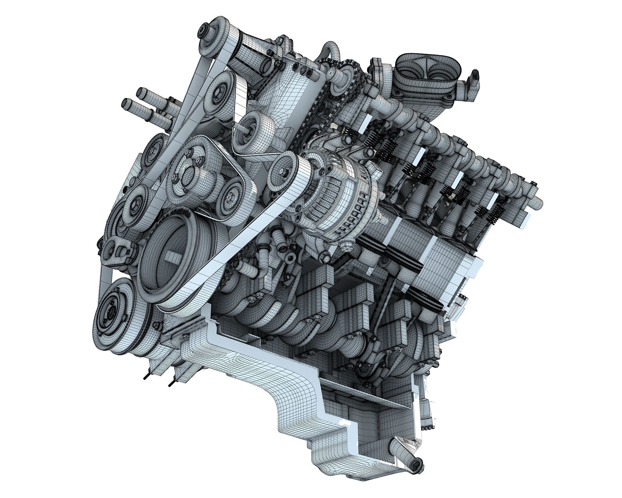 Sectioned Animated V8 Engine 3D model_20