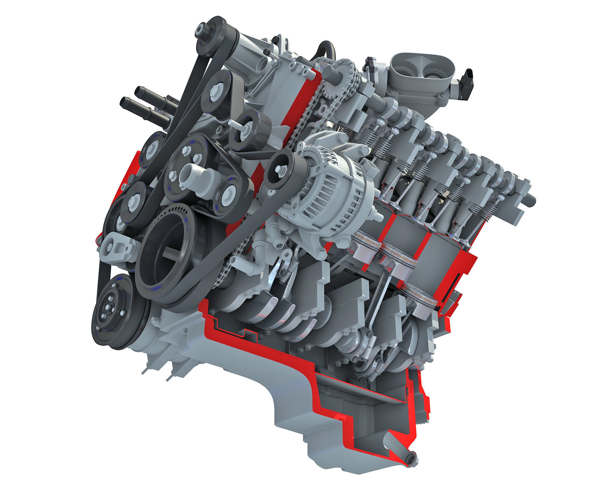 Sectioned Animated V8 Engine 3D model_6