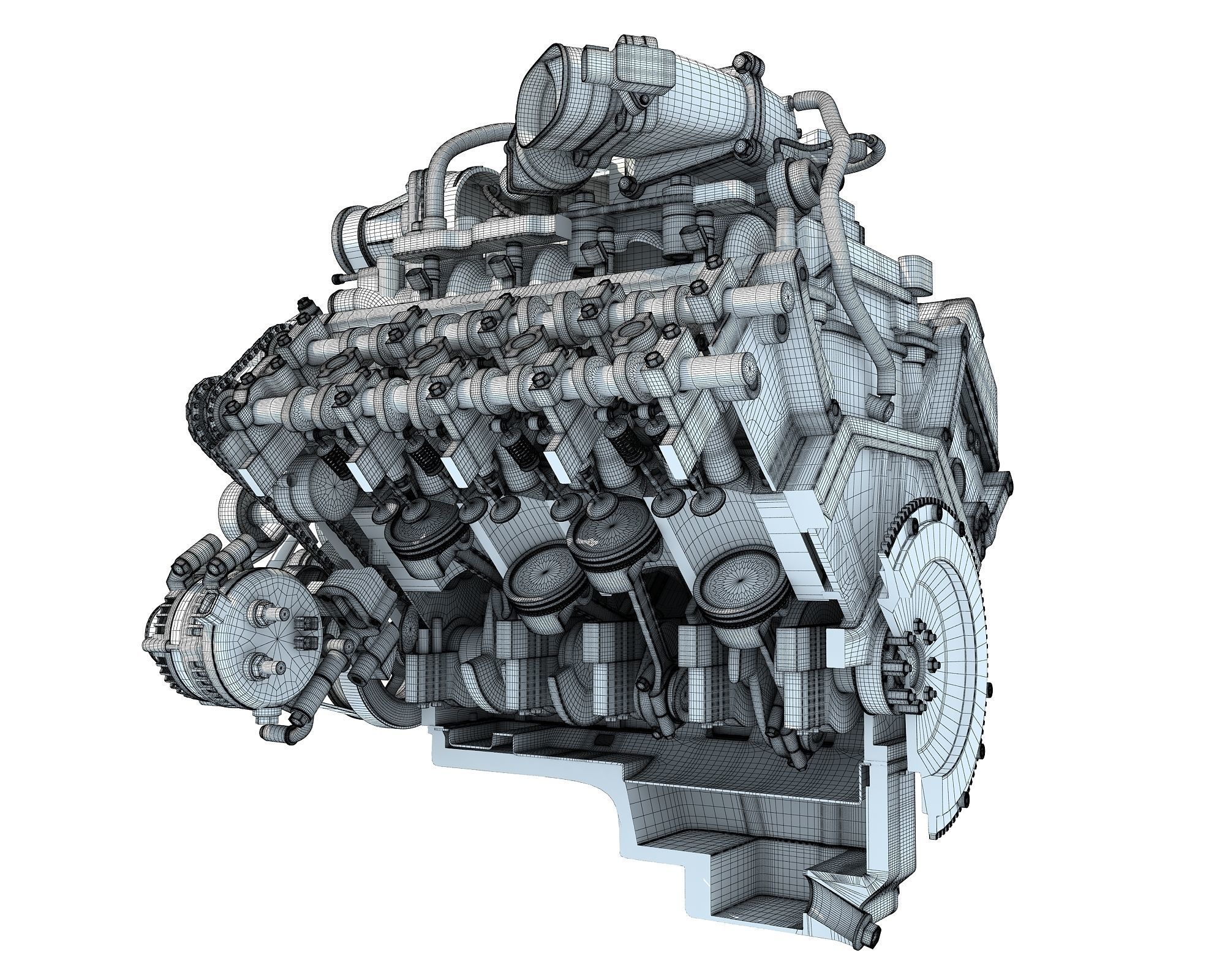 Sectioned Animated V8 Engine 3D model_19