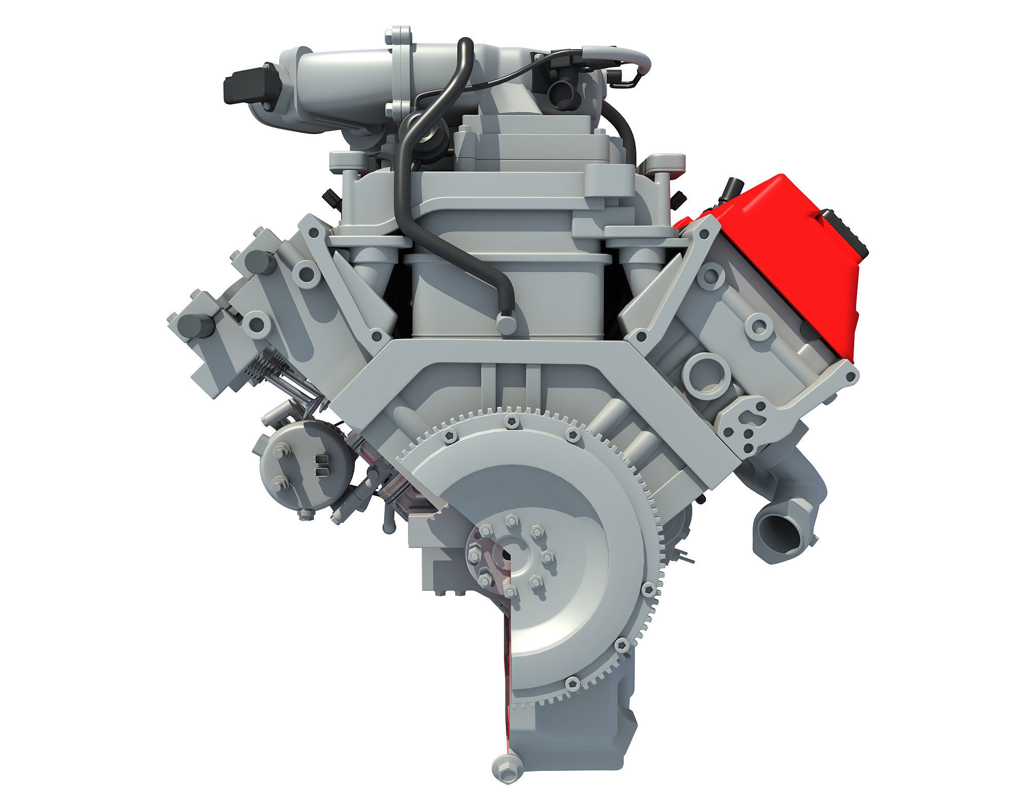 Sectioned Animated V8 Engine 3D model_8