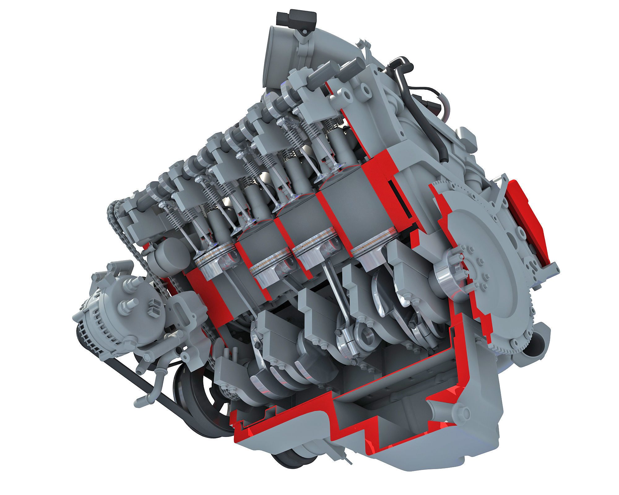 Sectioned Animated V8 Engine 3D model_7