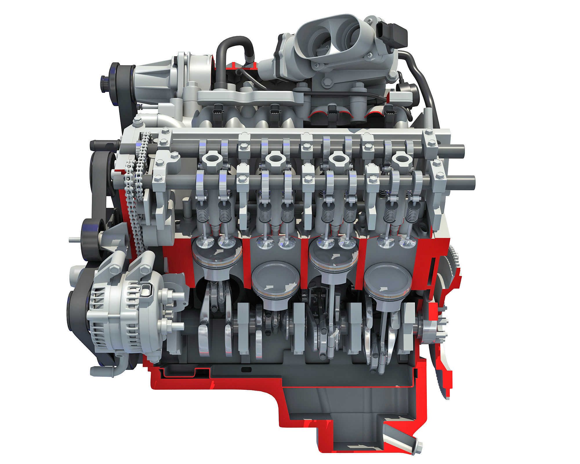 Sectioned Animated V8 Engine 3D model_3