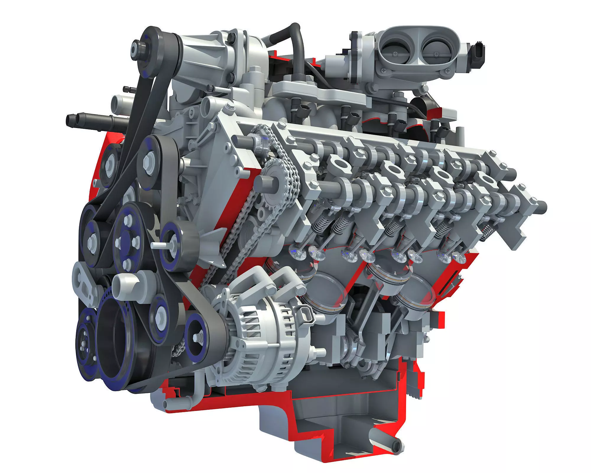 Sectioned Animated V8 Engine 3D model_0
