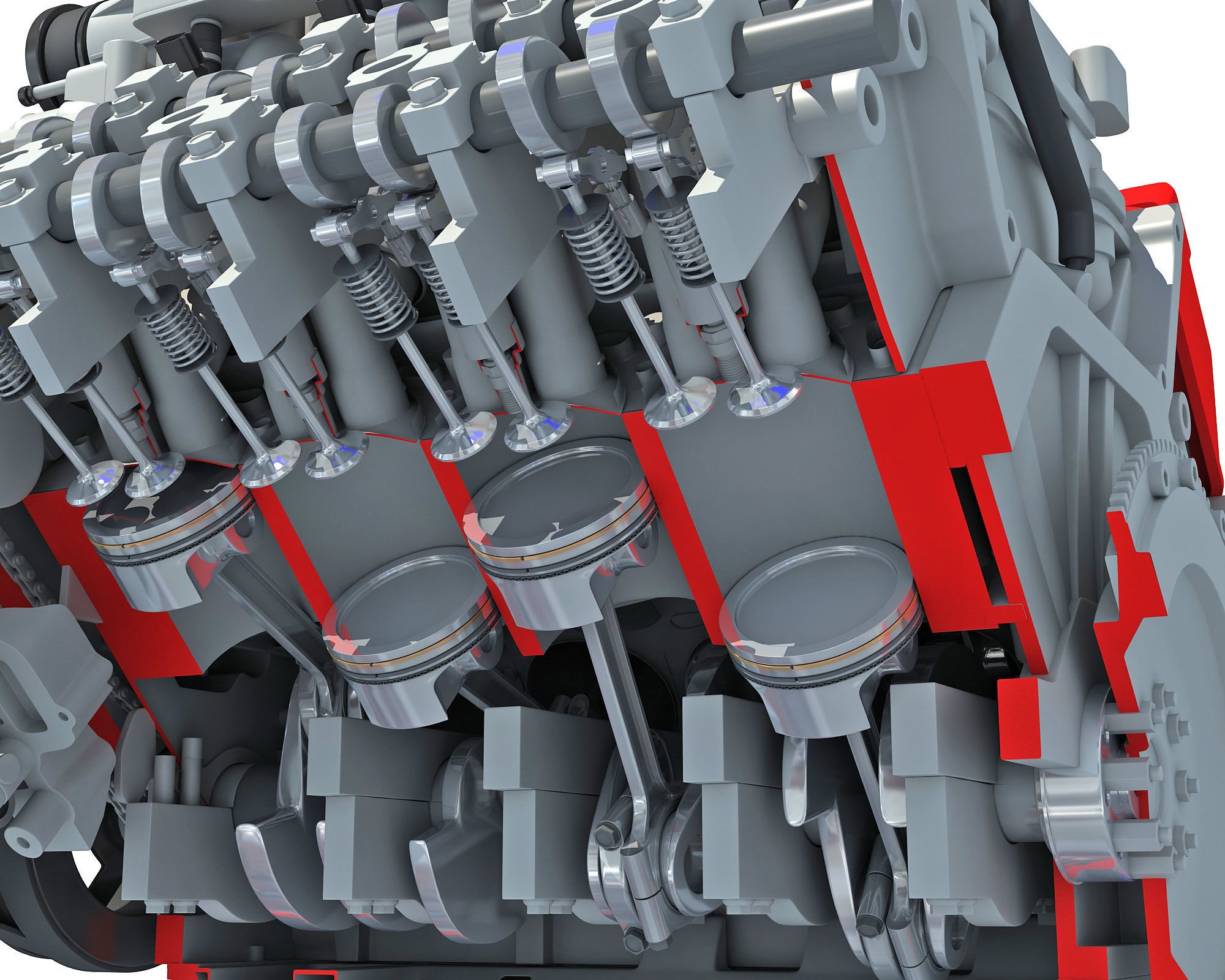 Sectioned Animated V8 Engine 3D model_14