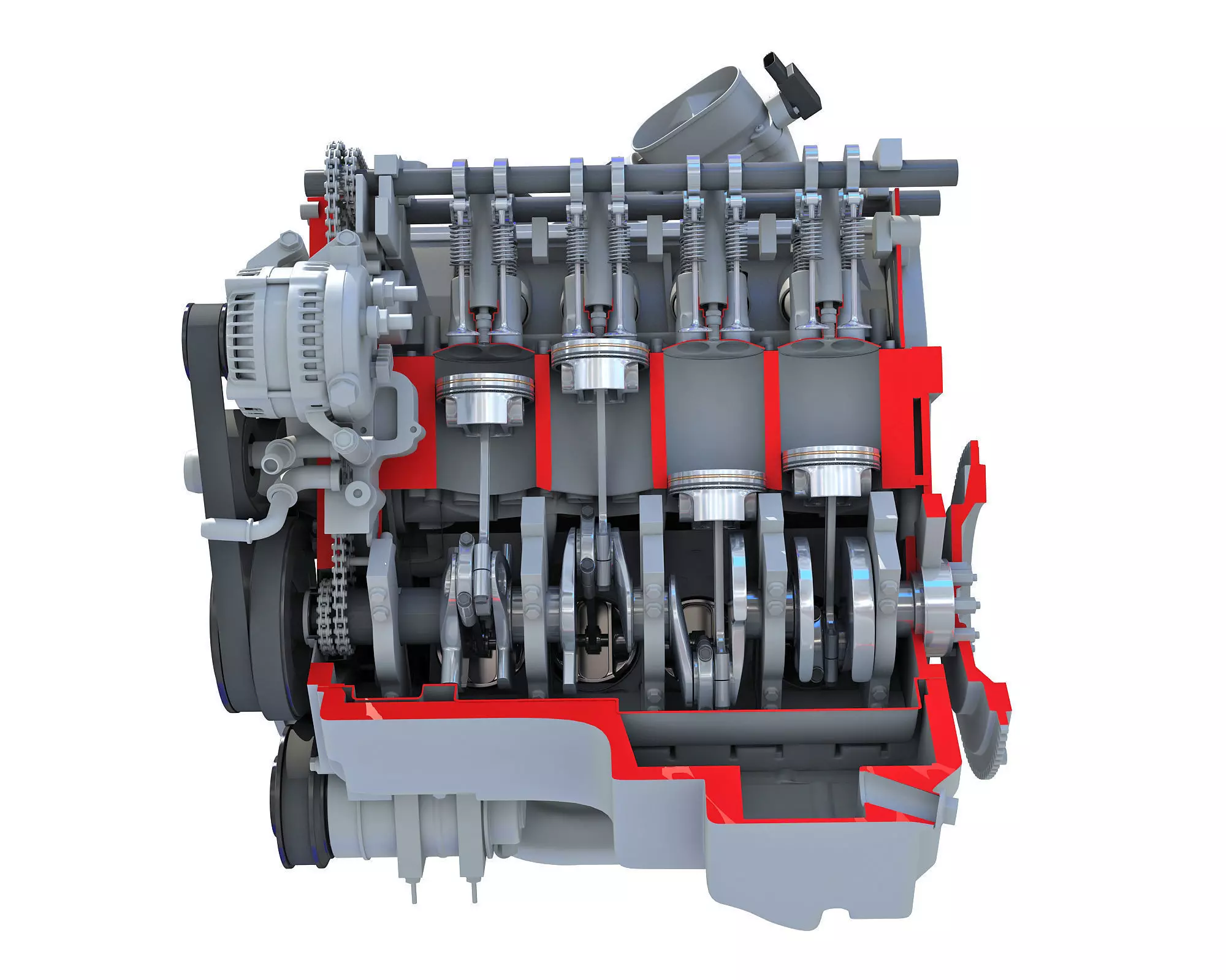 Sectioned V8 Engine 3D model