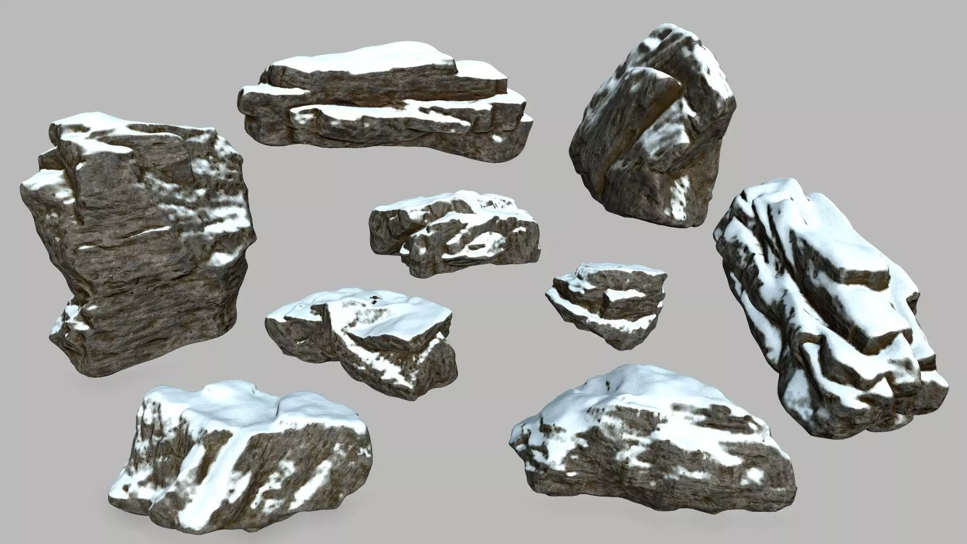 snow rocks Low-poly 3D model_0