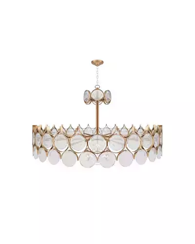 chandelier with clear glass balls and gold trim