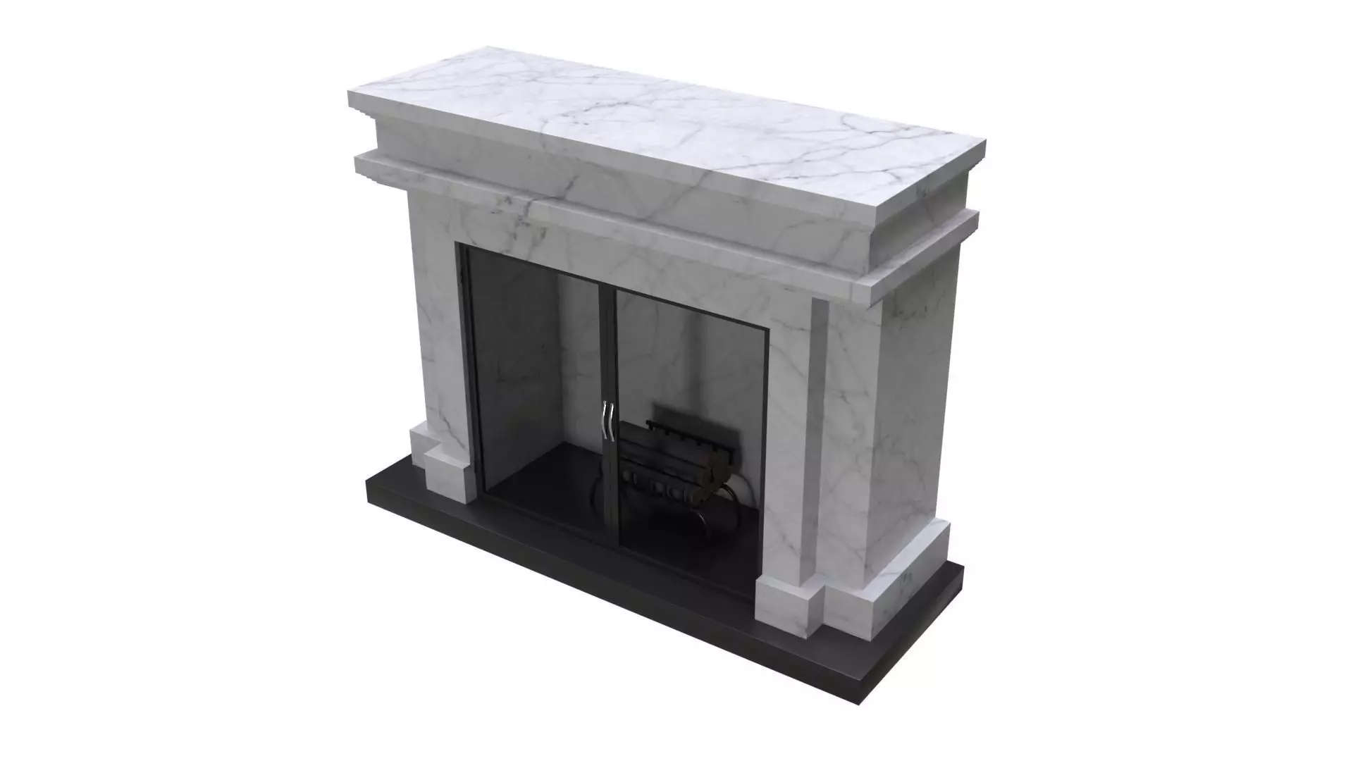 Living Room Fireplace Low-poly 3D model_0