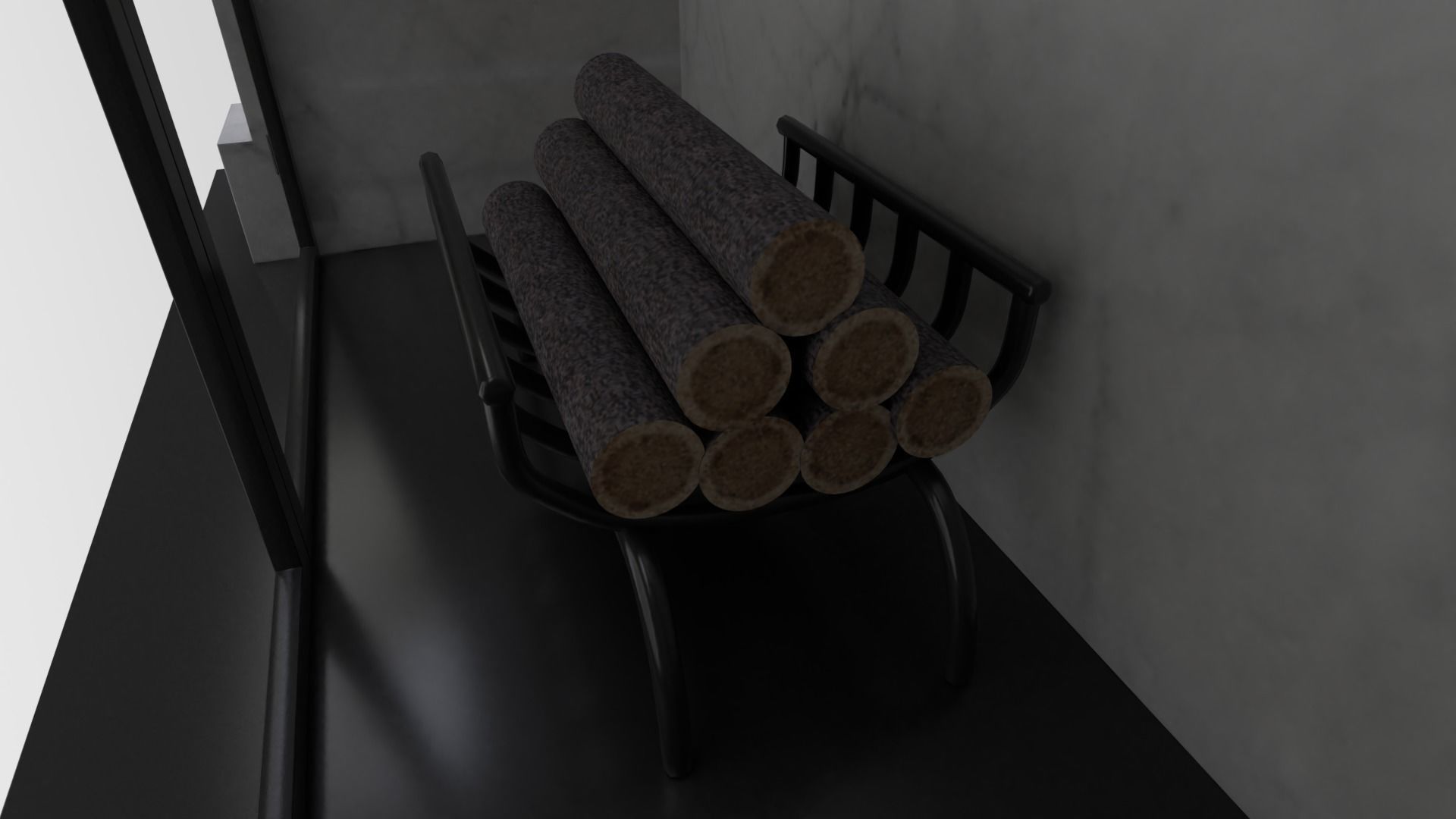 Living Room Fireplace Low-poly 3D model_12