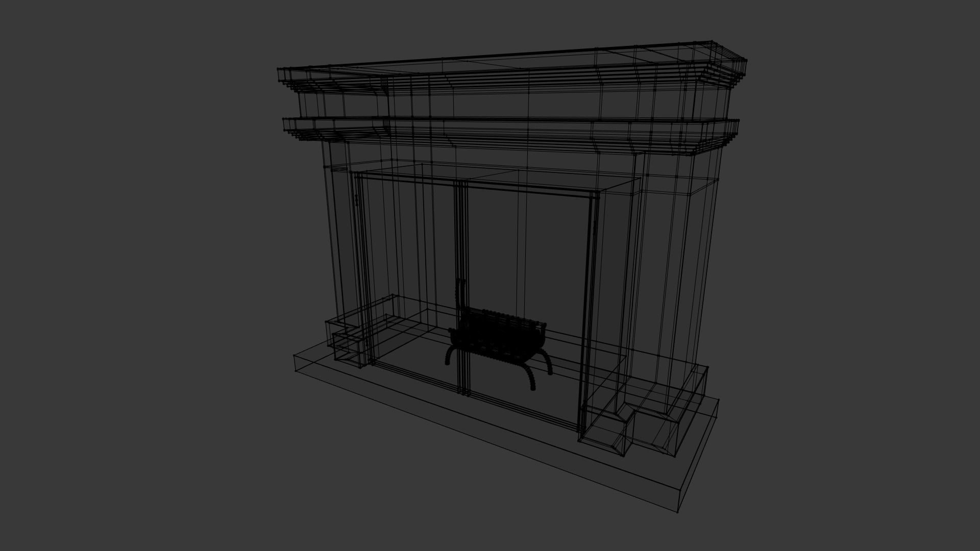 Living Room Fireplace Low-poly 3D model_14