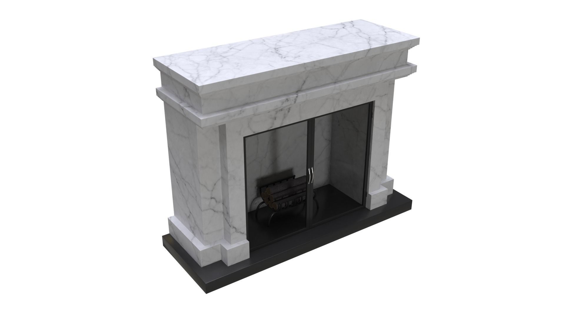 Living Room Fireplace Low-poly 3D model_4