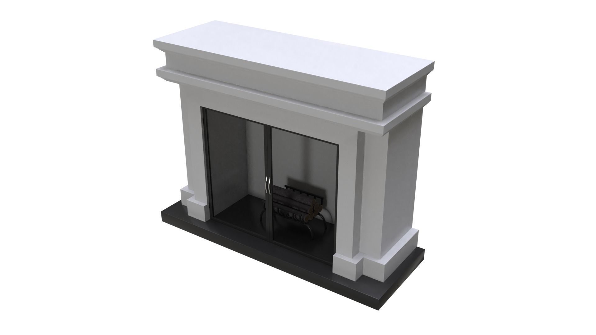 Living Room Fireplace Low-poly 3D model_2