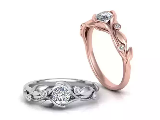 Floral design 5mm gem ring 004C Many sizes printable 3dmodel