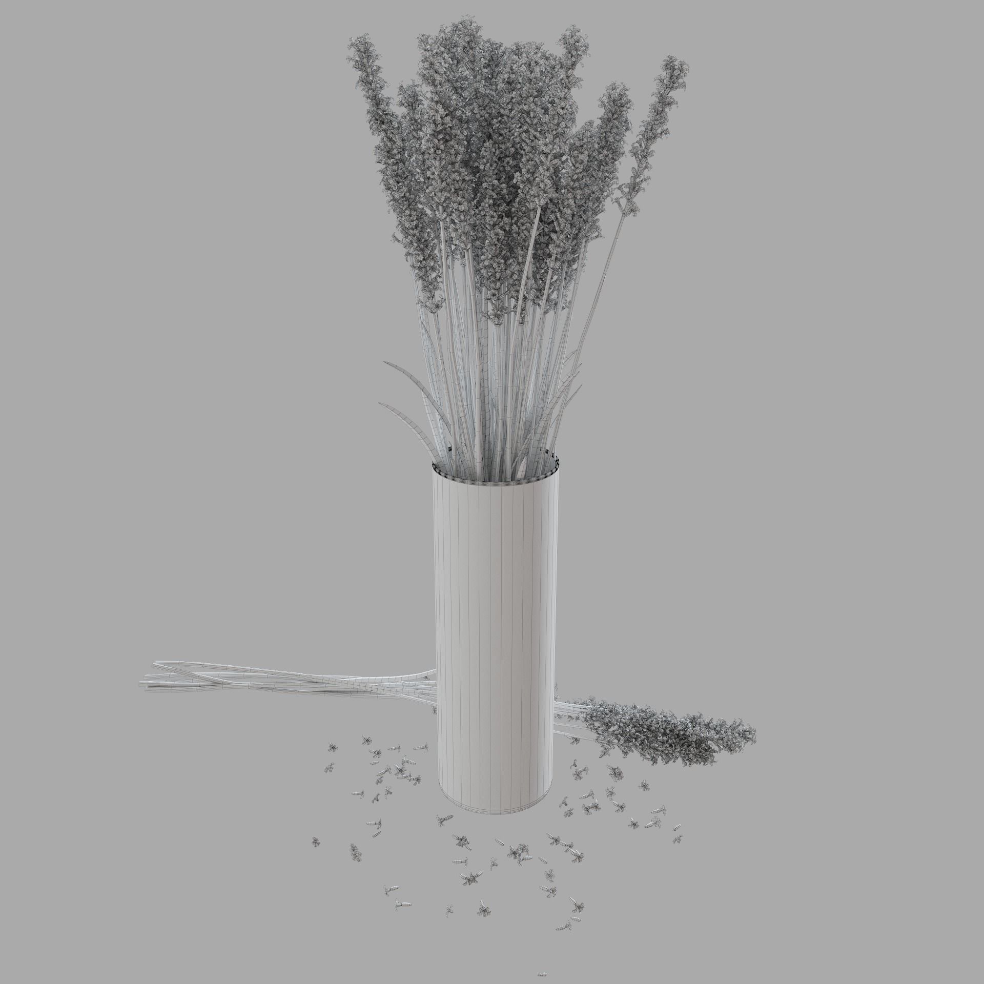 The bouquet of lavender in a vase 3D model_17